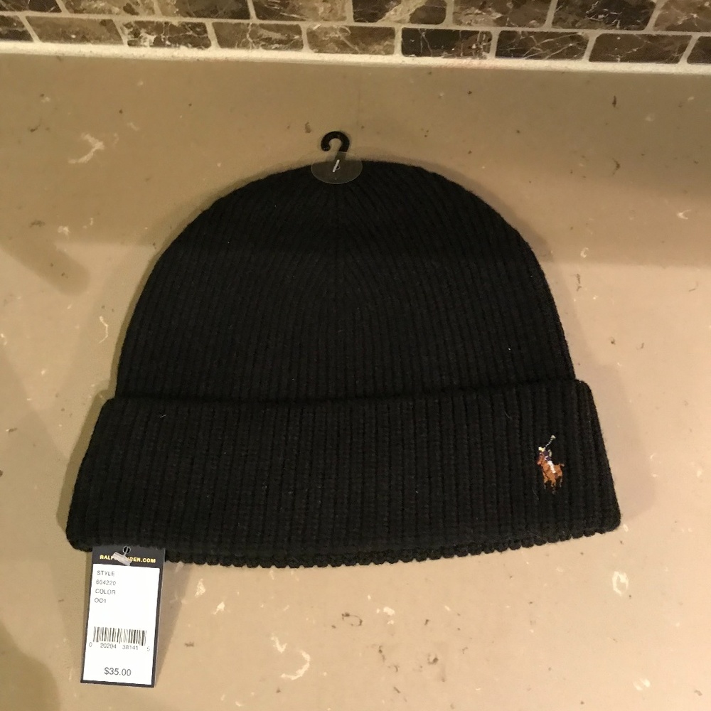 BRAND NEW Polo Ralph Lauren Black Knit Hat
